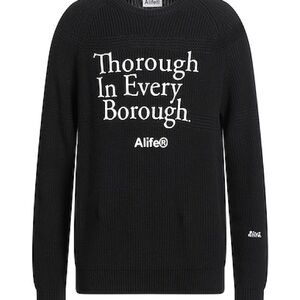 Alife Black Crewneck Sweater with Bold Text
